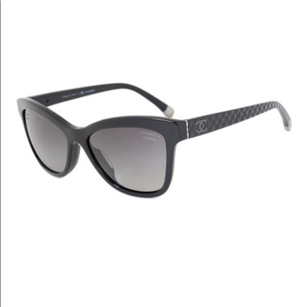 CHANEL Black Cat Eye Quilted Sunglasses